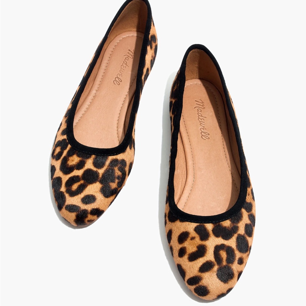 Madewell The Reid Ballet Flat in Leopard Calf Hair Black Brown Tan Cheetah 7.5 - Picture 11 of 14